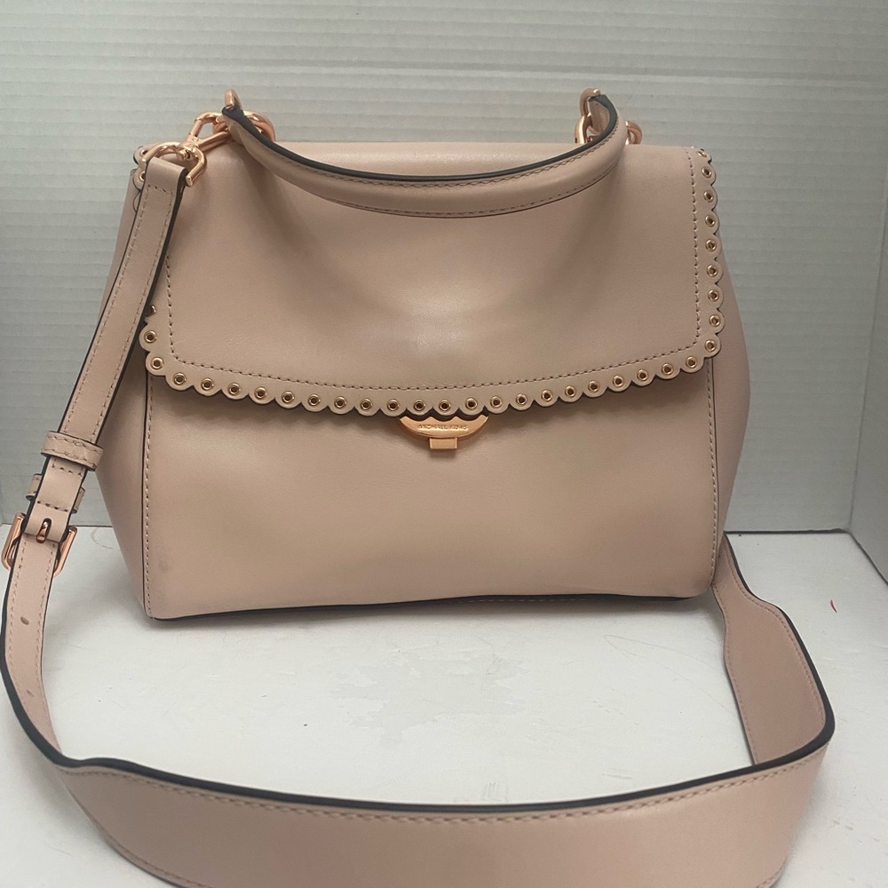 Michael Kors Ava Scalloped Flap Shoulder Bag - Light Blush w/Rose Gold Accents